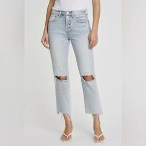 NWT Pistola Charlie High Rise Distressed Jeans Size 26 Light Wash